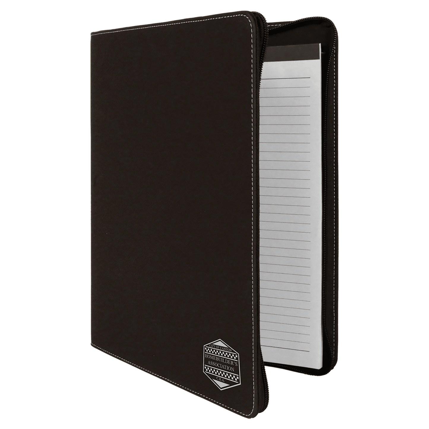 Custom Vegan Leather Zipper Portfolio with Engraved Logo