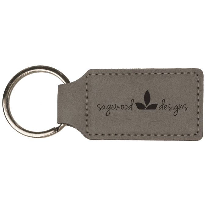 Custom Vegan Leather Rectangular Keychain with Laser Engraved Logo