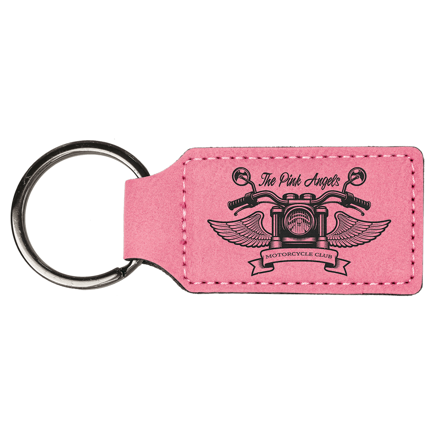 Custom Vegan Leather Rectangular Keychain with Laser Engraved Logo