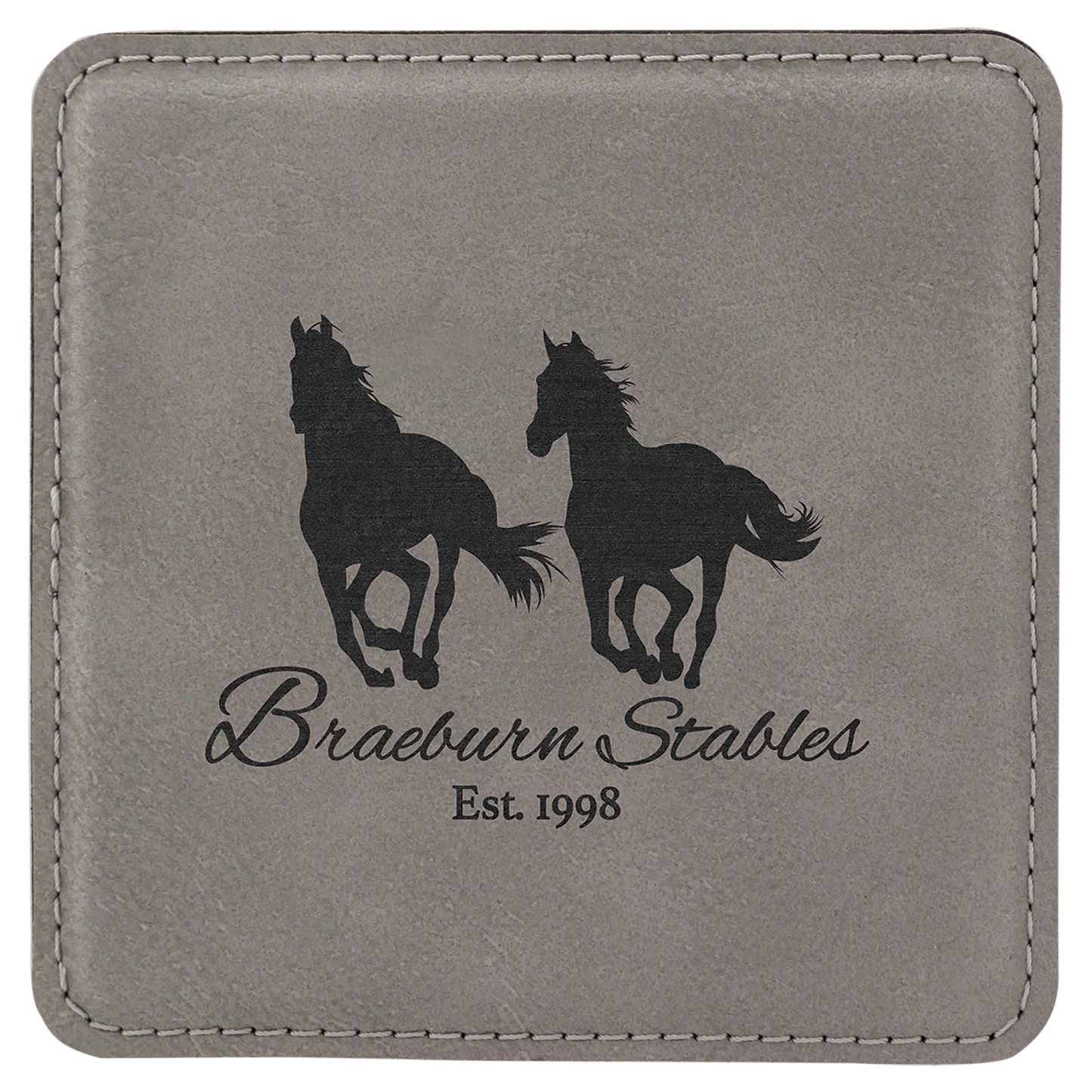 Custom Square 4" Vegan Leather Coaster Sets with Engraved Logo