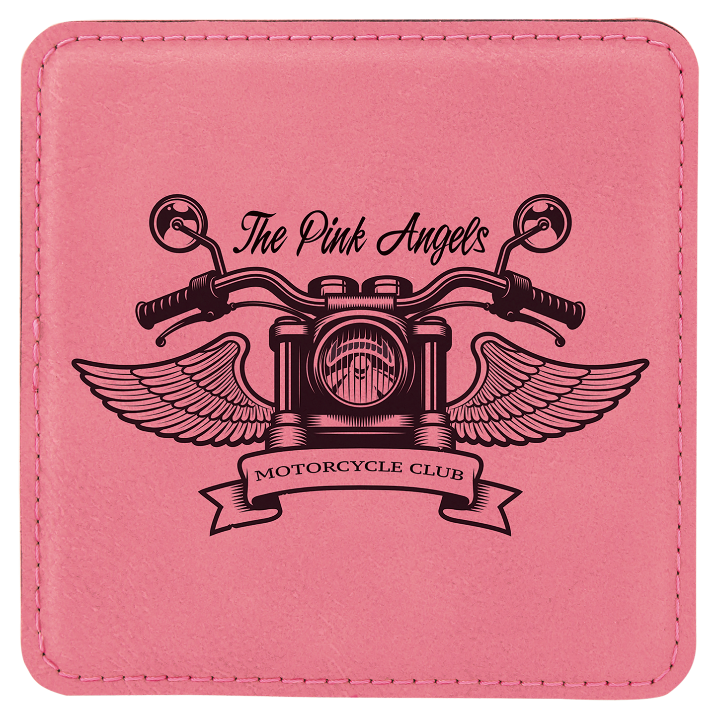 Custom Square 4" Vegan Leather Coaster Sets with Engraved Logo