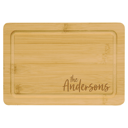 Custom Bamboo Cutting Board with Drip Ring with Laser Engraved Logo