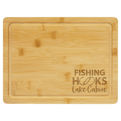 Custom Bamboo Cutting Board with Drip Ring with Laser Engraved Logo