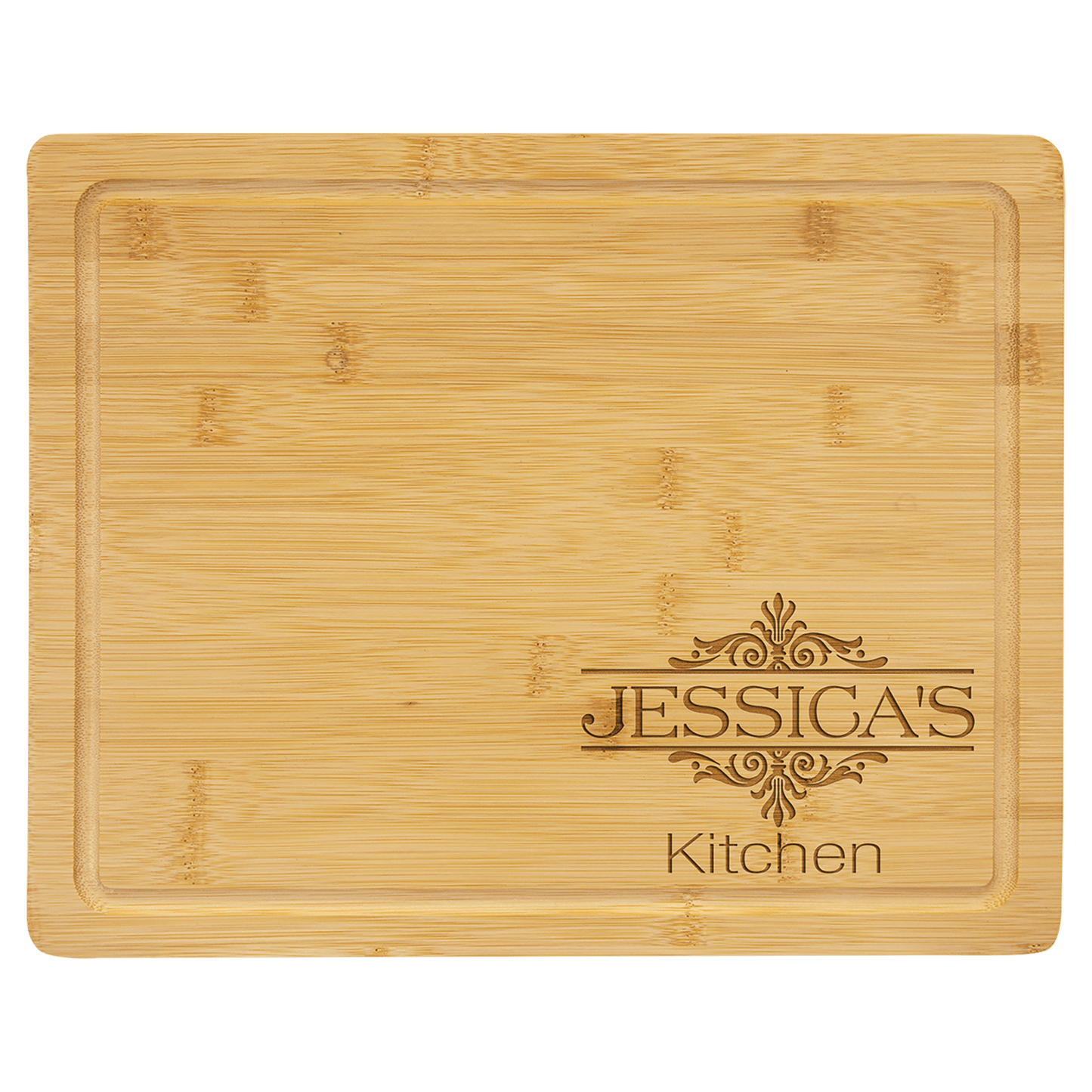 Custom Bamboo Cutting Board with Drip Ring with Laser Engraved Logo
