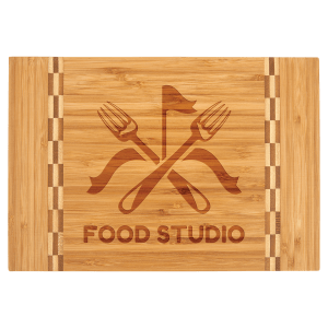 Custom Bamboo Cutting Boards with Butcher Block Inlay and Shapes