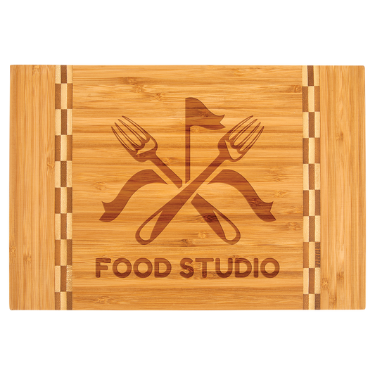 Bamboo Cutting Board with Butcher Block Inlay
