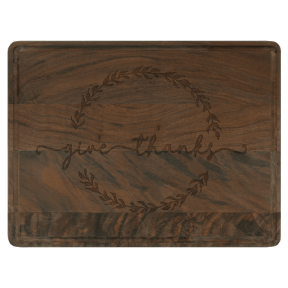 Custom Walnut Cutting Board with Drip Ring with Laser Engraved Logo