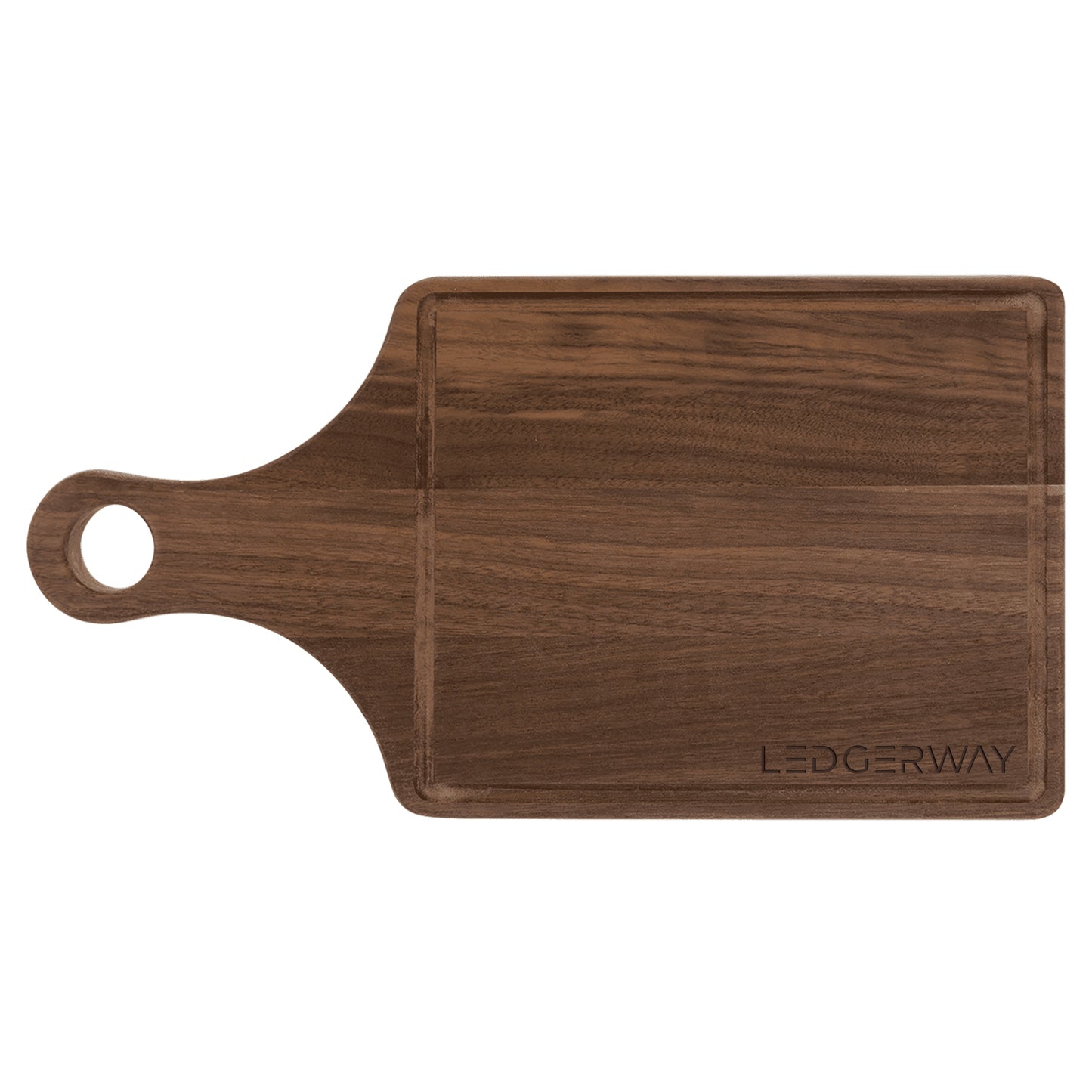 LEDGERWAY Walnut Cutting Board with Drip Ring with Laser Engraved Logo