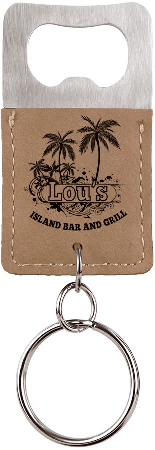 Custom Stainless & Vegan Leather Bottle Opener Keychain