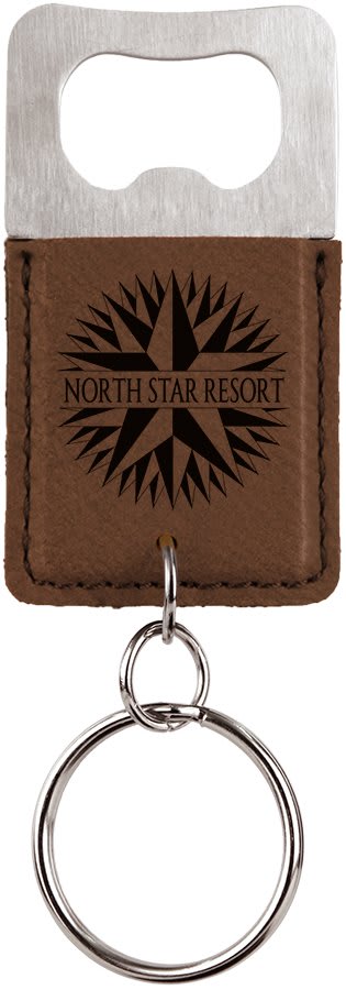 Custom Stainless & Vegan Leather Bottle Opener Keychain