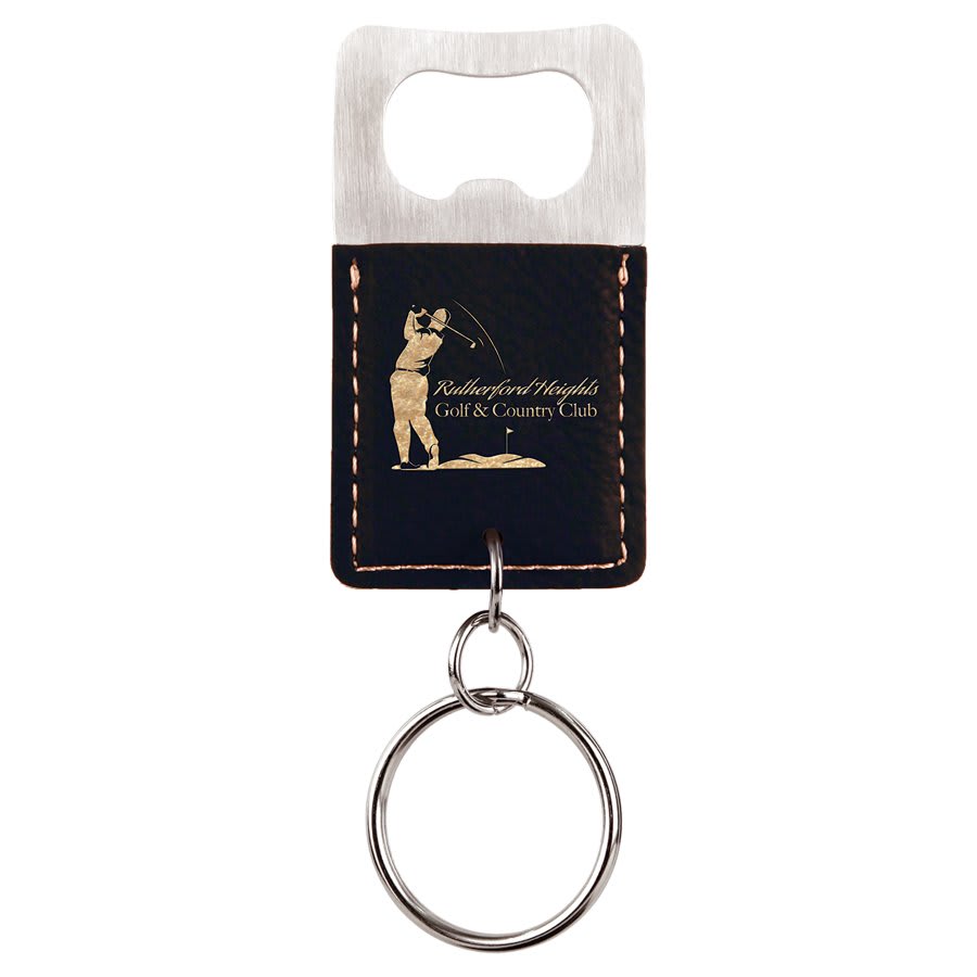 Custom Stainless & Vegan Leather Bottle Opener Keychain