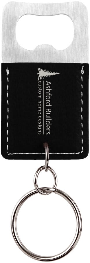 Custom Stainless & Vegan Leather Bottle Opener Keychain