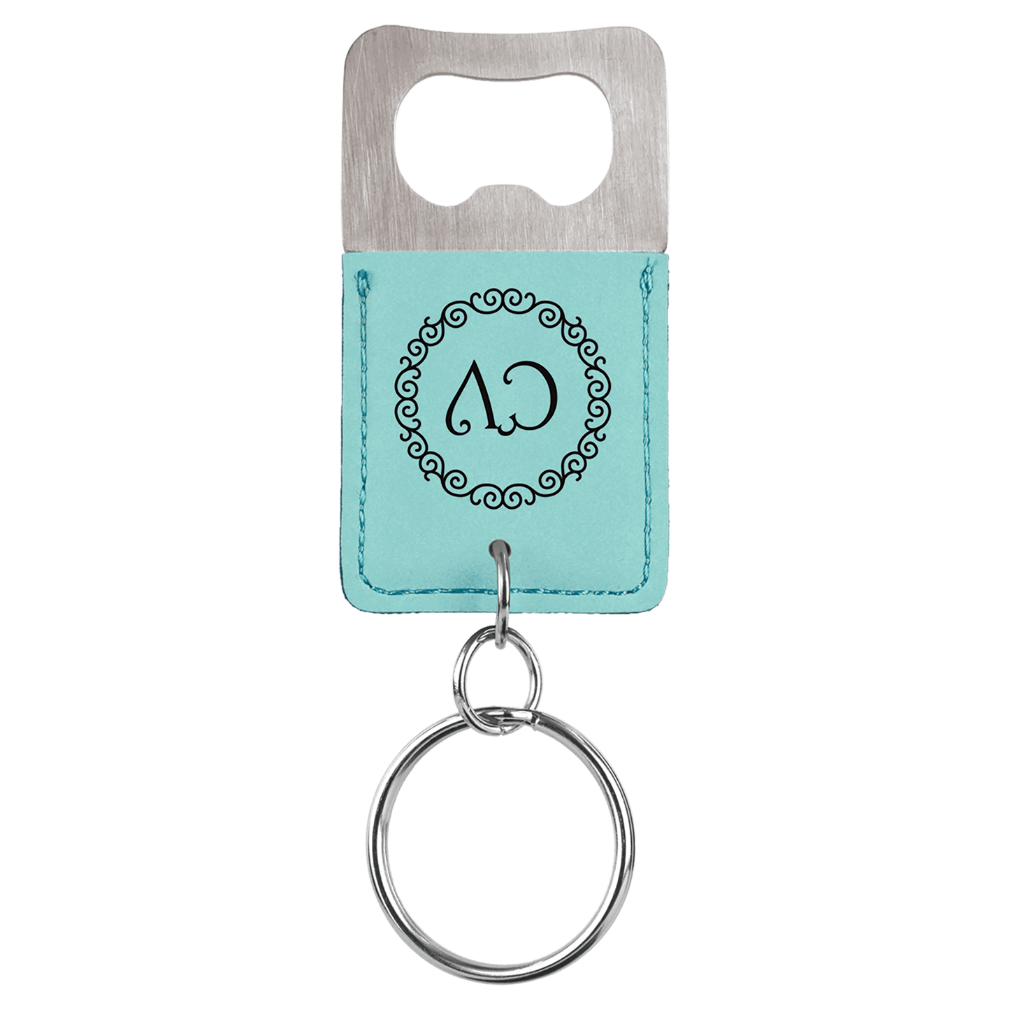 Custom Stainless & Vegan Leather Bottle Opener Keychain