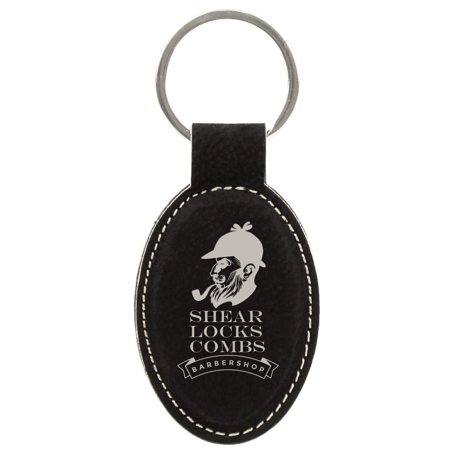 Custom Vegan Leather Oval Keychain with Laser Engraved Logo