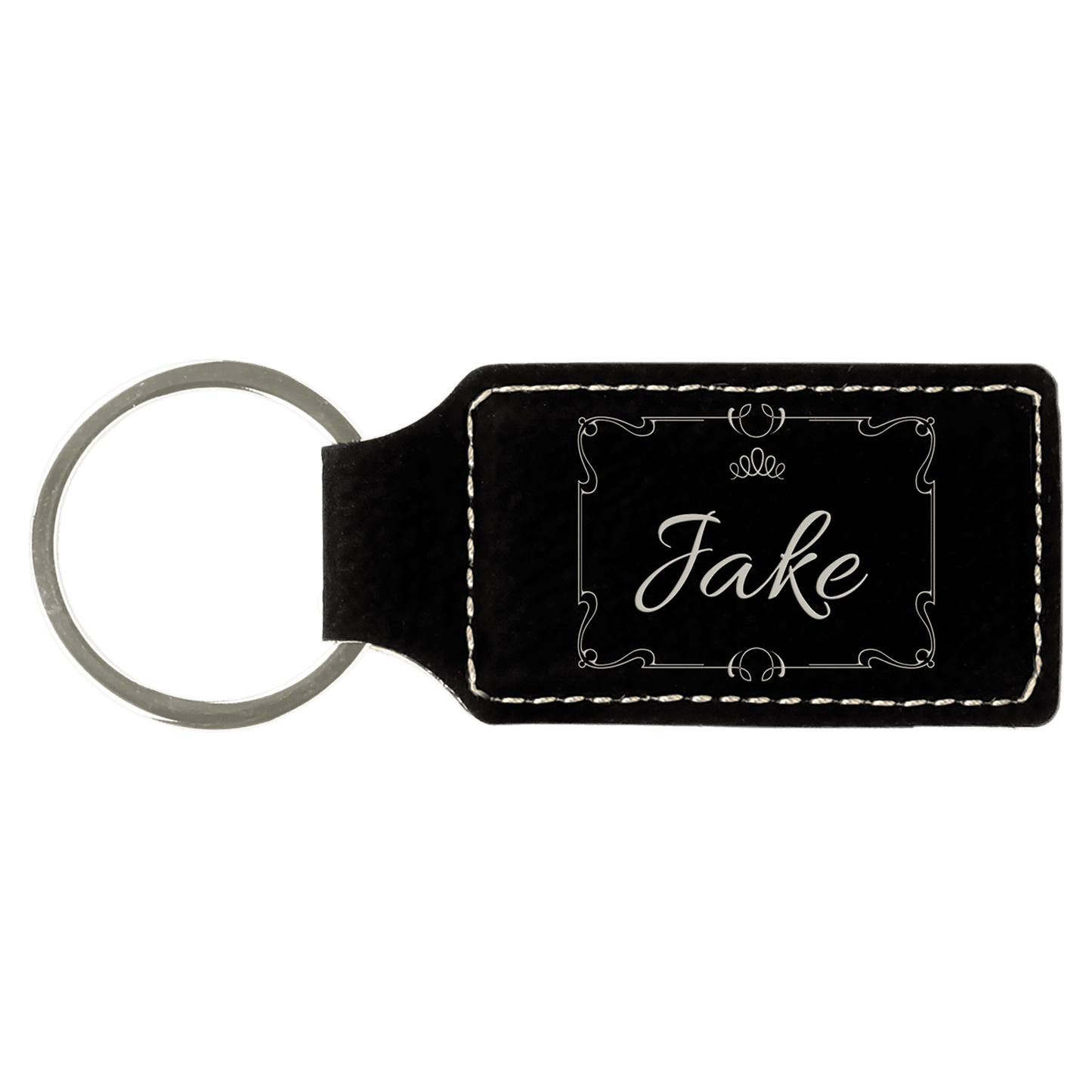 Custom Vegan Leather Rectangular Keychain with Laser Engraved Logo