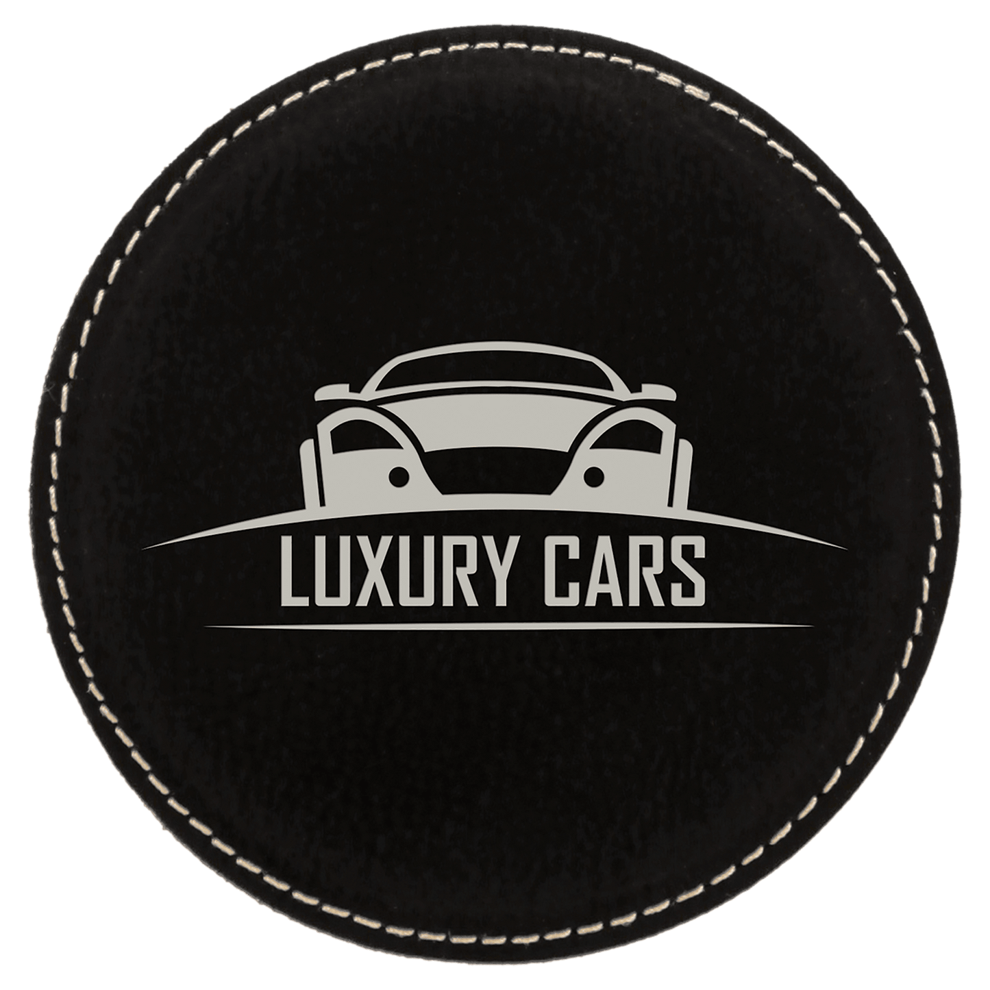 Custom Round Vegan Leather Coaster Set with Engraved Logo