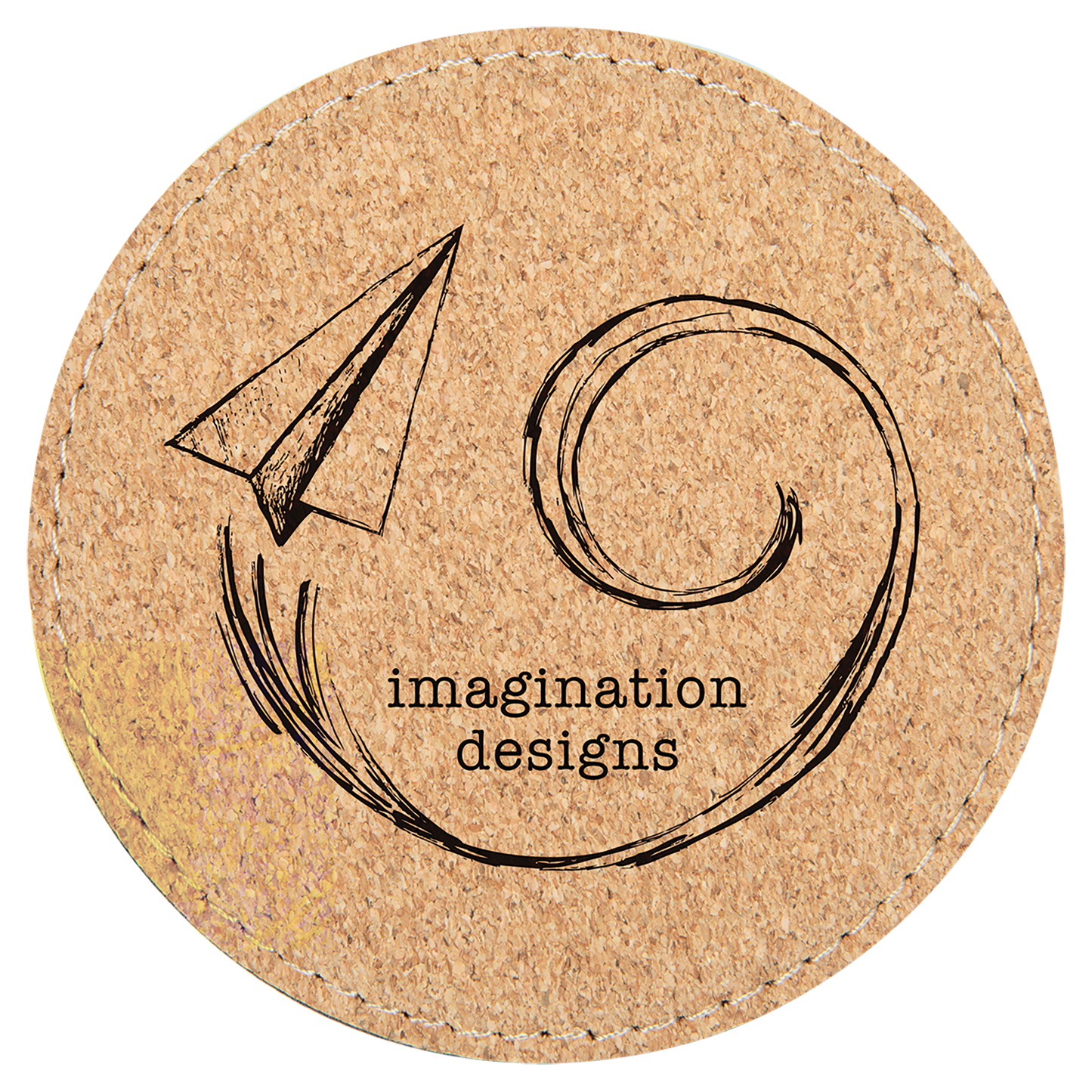 Custom Round Vegan Leather Coaster Set with Engraved Logo
