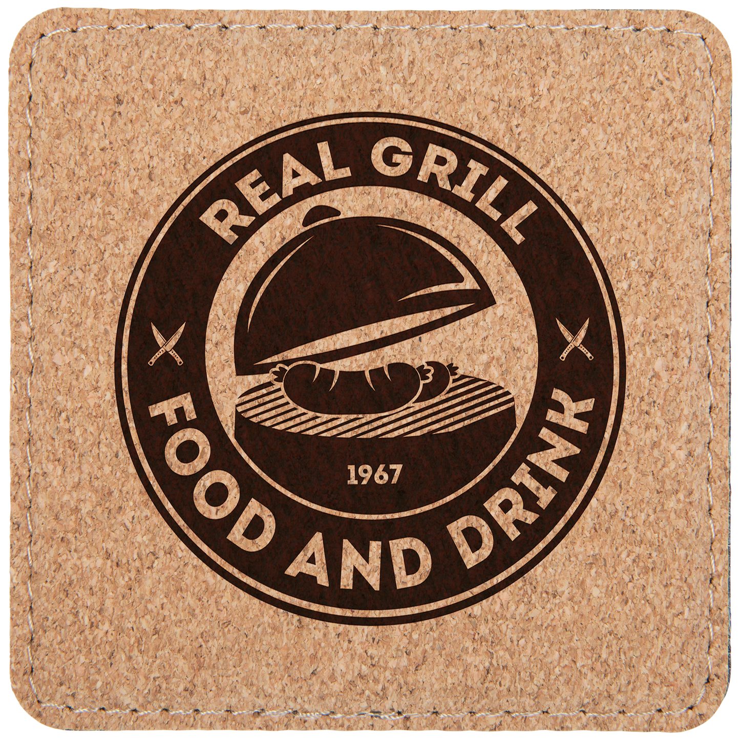 Custom Square 4" Vegan Leather Coaster Sets with Engraved Logo