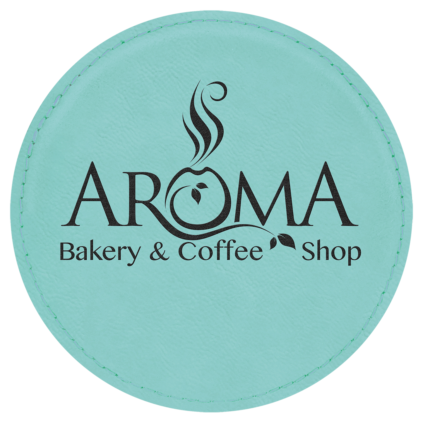 Custom Round Vegan Leather Coaster Set with Engraved Logo