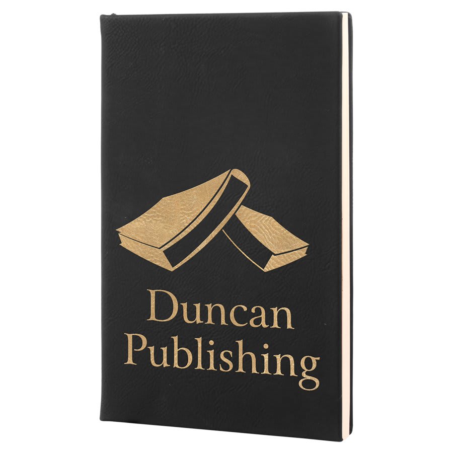 Custom Vegan Leather Journal with Lined Pages 5 1/4" x 8 1/4" with Engraved Logo