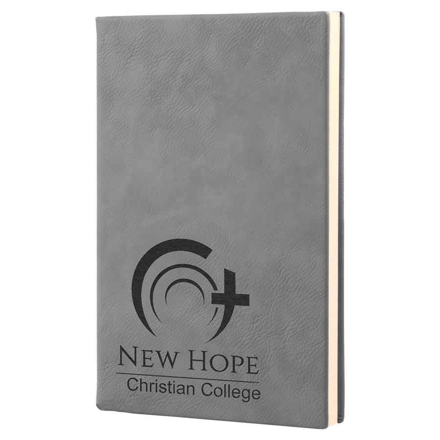 Custom Vegan Leather Journal with Lined Pages 5 1/4" x 8 1/4" with Engraved Logo