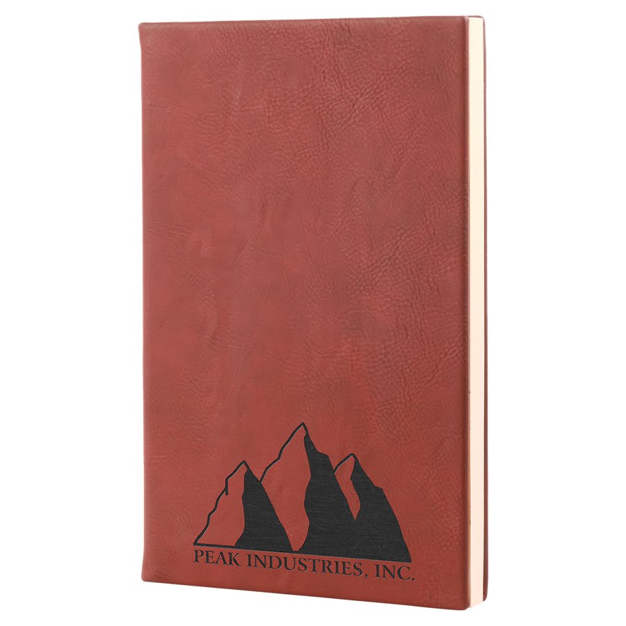 Custom Vegan Leather Journal with Lined Pages 5 1/4" x 8 1/4" with Engraved Logo