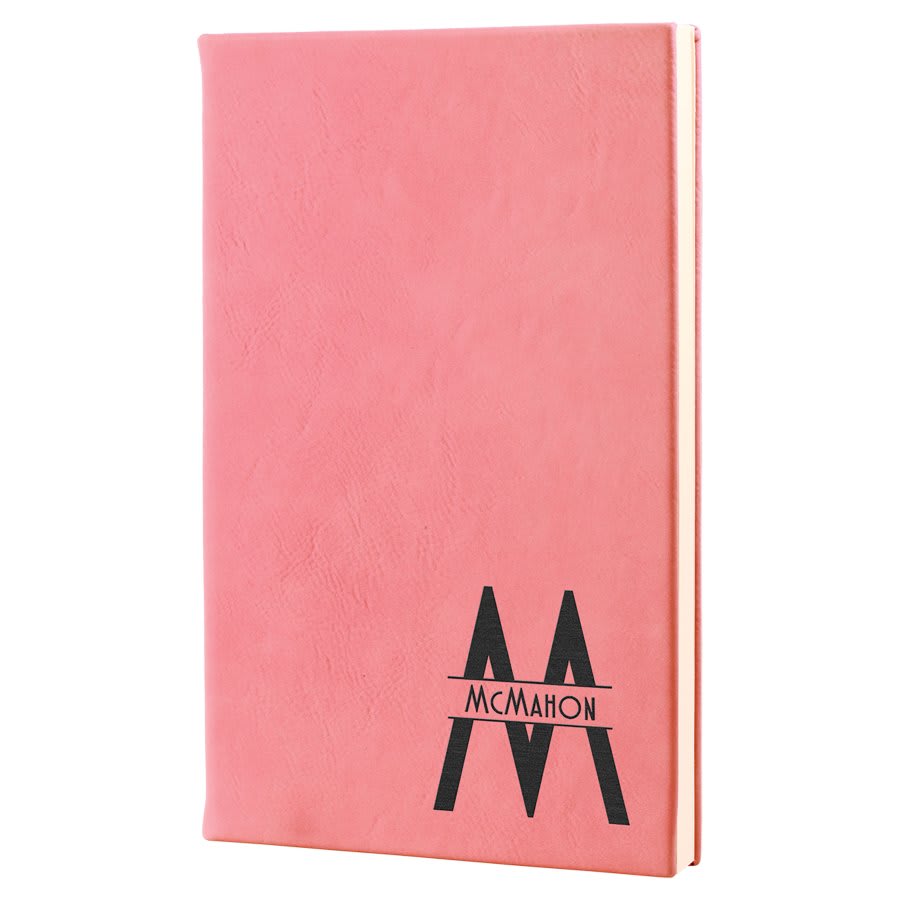 Custom Vegan Leather Journal with Lined Pages 5 1/4" x 8 1/4" with Engraved Logo