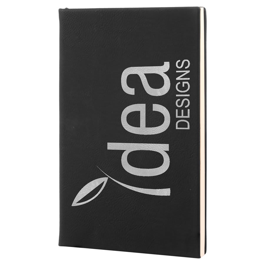 Custom Vegan Leather Journal with Lined Pages 5 1/4" x 8 1/4" with Engraved Logo
