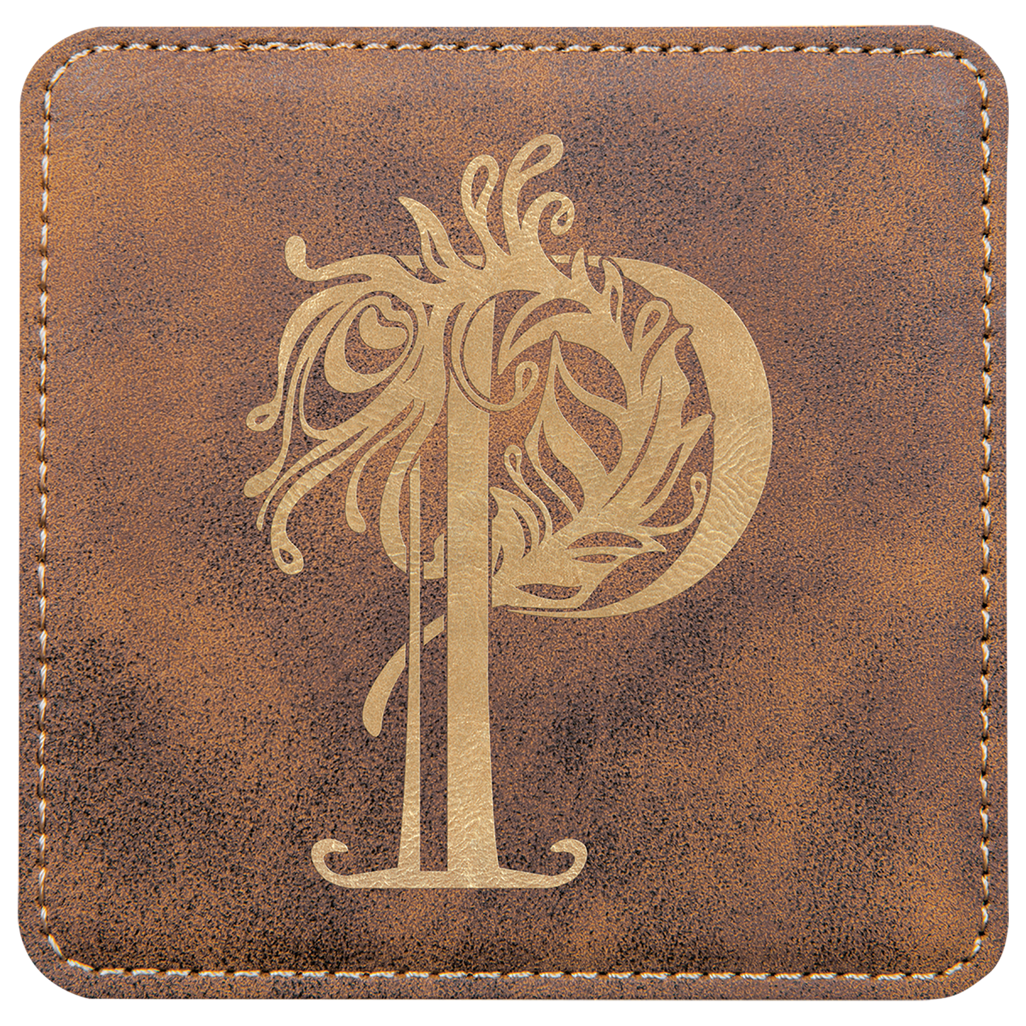 Custom Square 4" Vegan Leather Coaster Sets with Engraved Logo