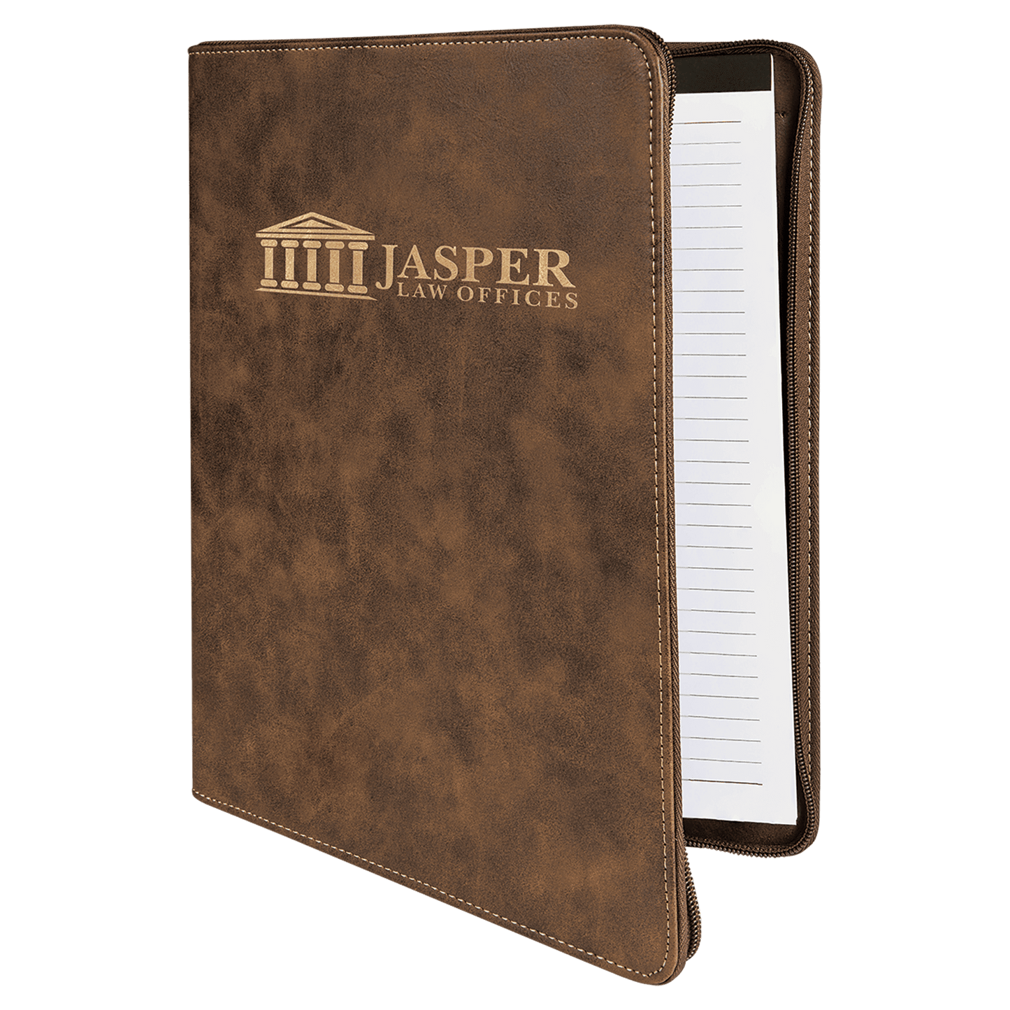 Custom Vegan Leather Zipper Portfolio with Engraved Logo