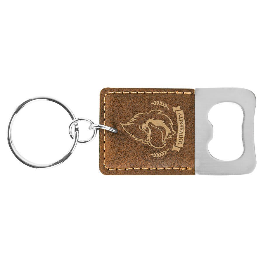 Custom Stainless & Vegan Leather Bottle Opener Keychain