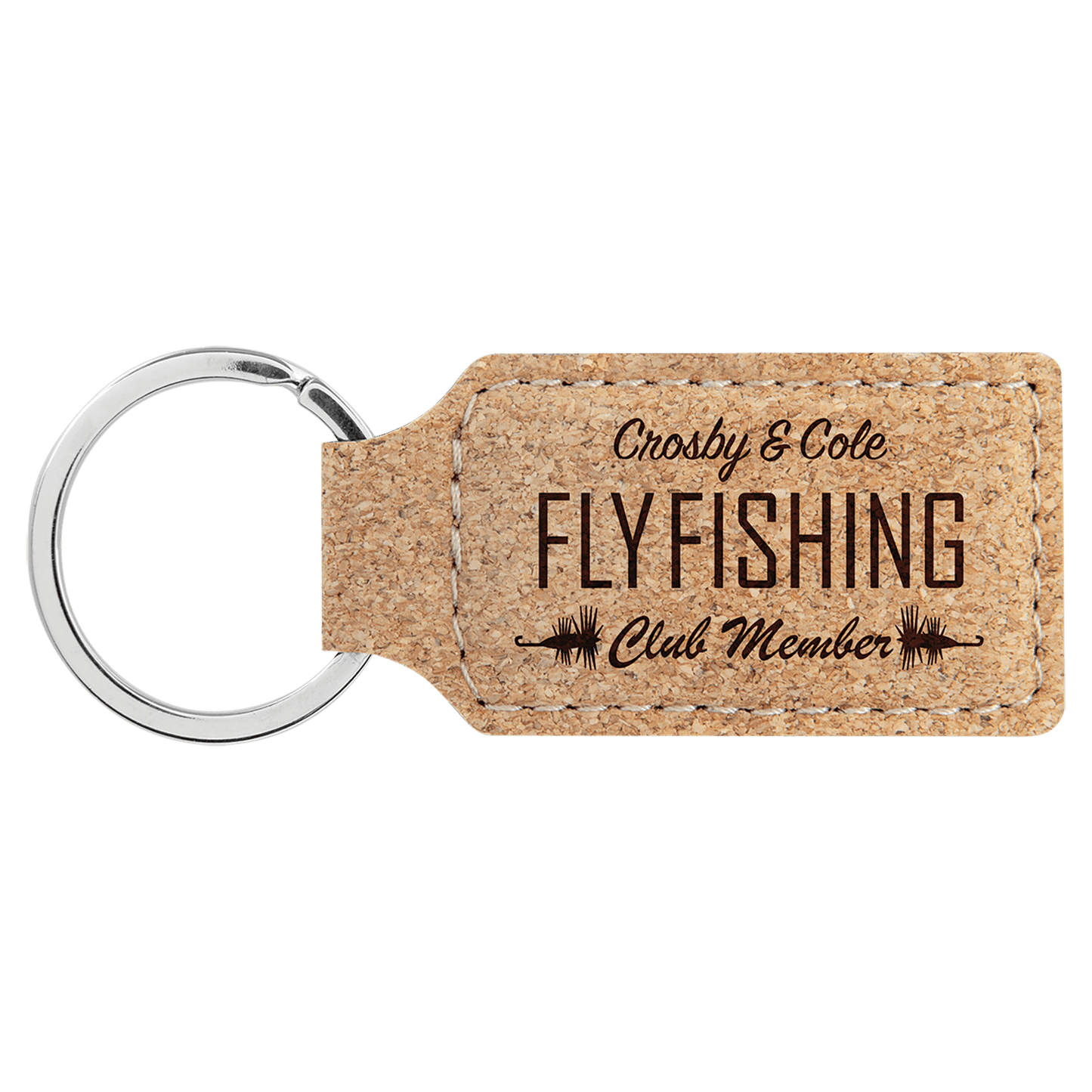Custom Vegan Leather Rectangular Keychain with Laser Engraved Logo