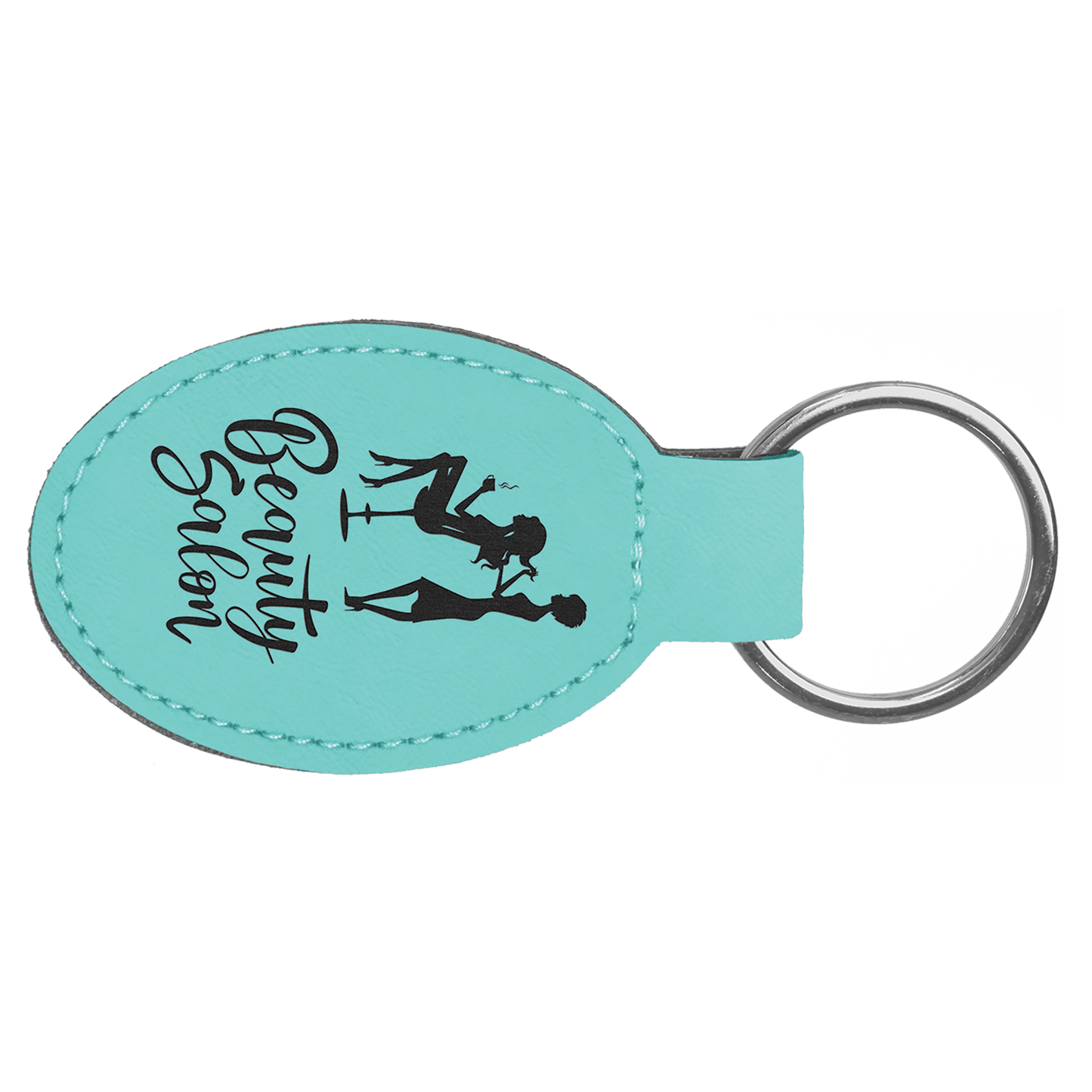 Custom Vegan Leather Oval Keychain with Laser Engraved Logo