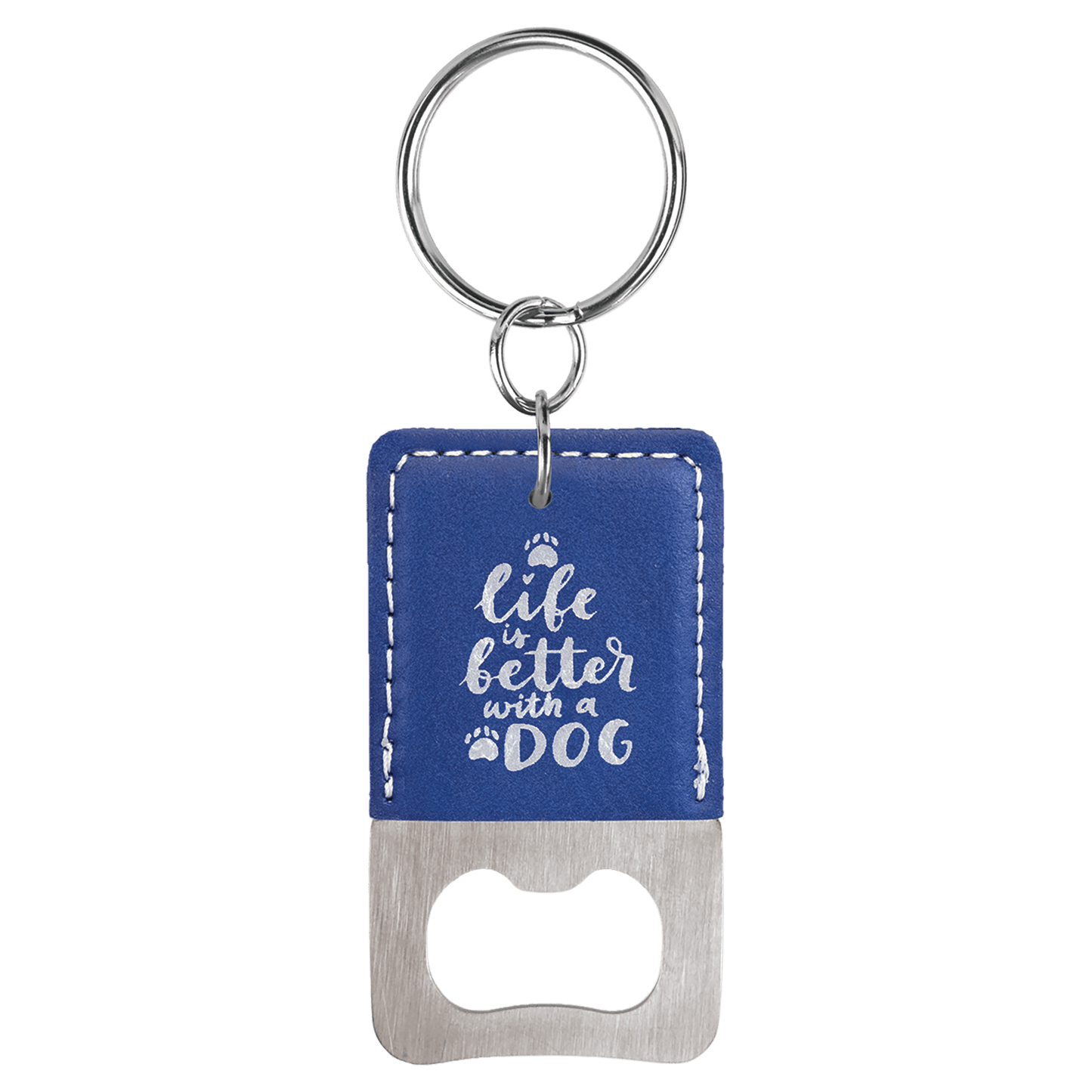 Custom Stainless & Vegan Leather Bottle Opener Keychain