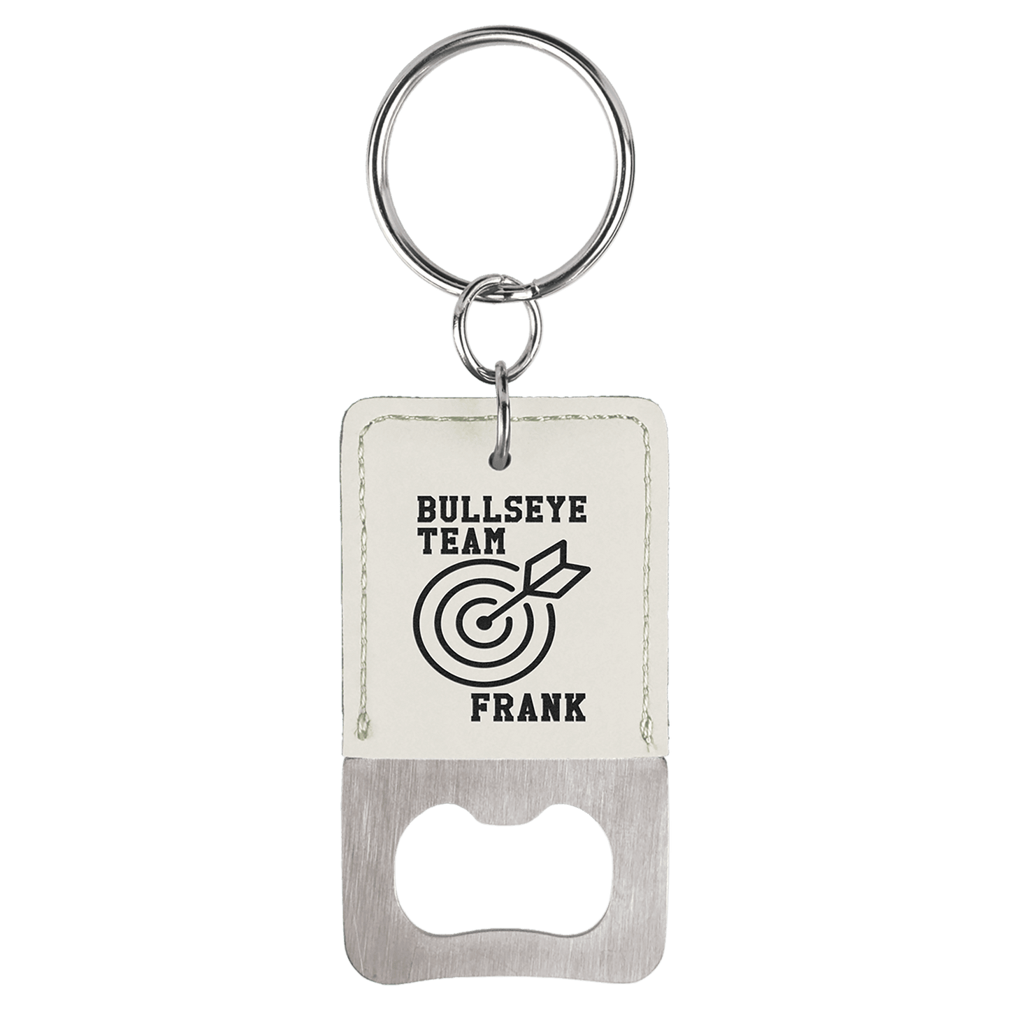 Custom Stainless & Vegan Leather Bottle Opener Keychain