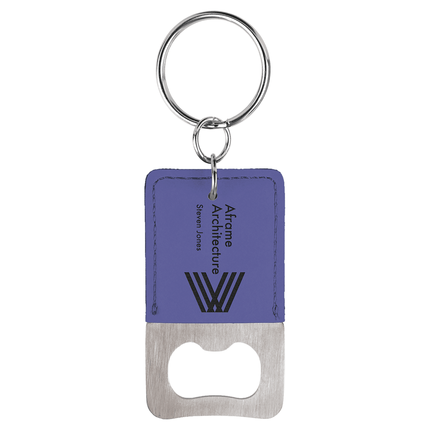 Custom Stainless & Vegan Leather Bottle Opener Keychain
