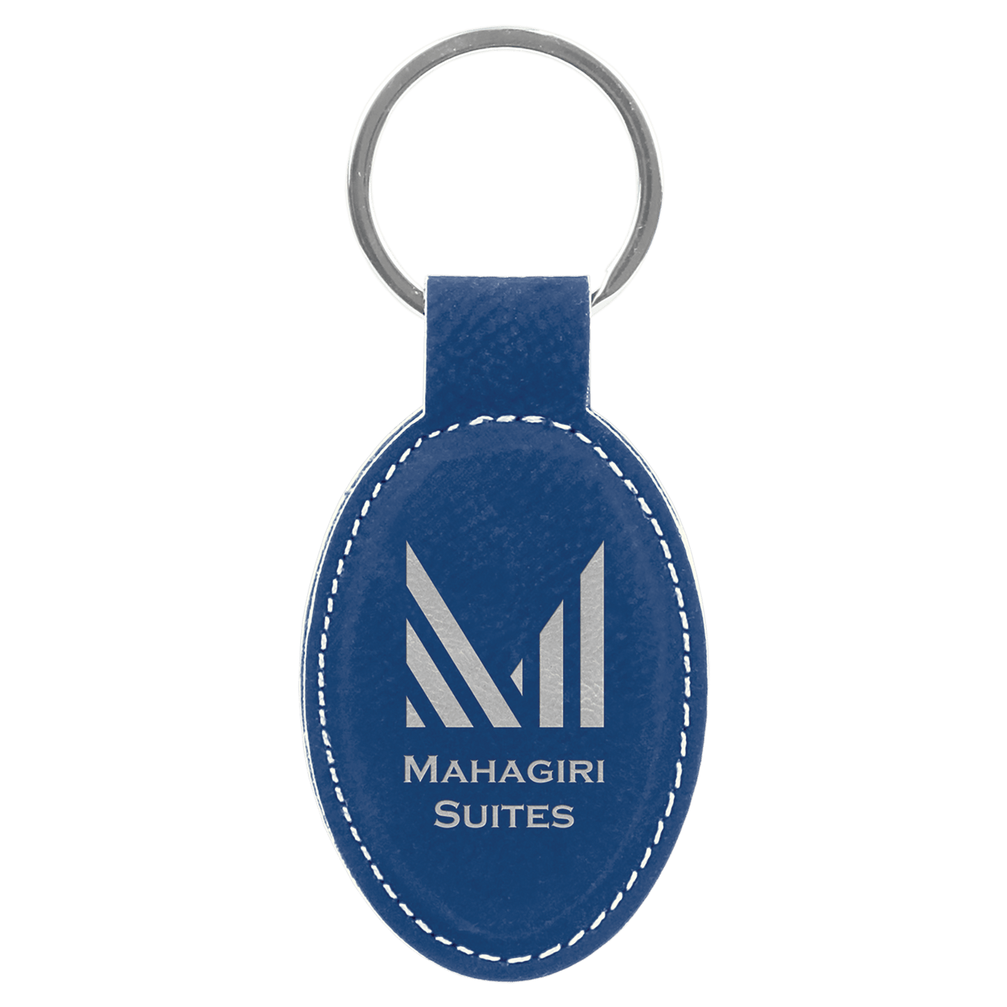 Custom Vegan Leather Oval Keychain with Laser Engraved Logo