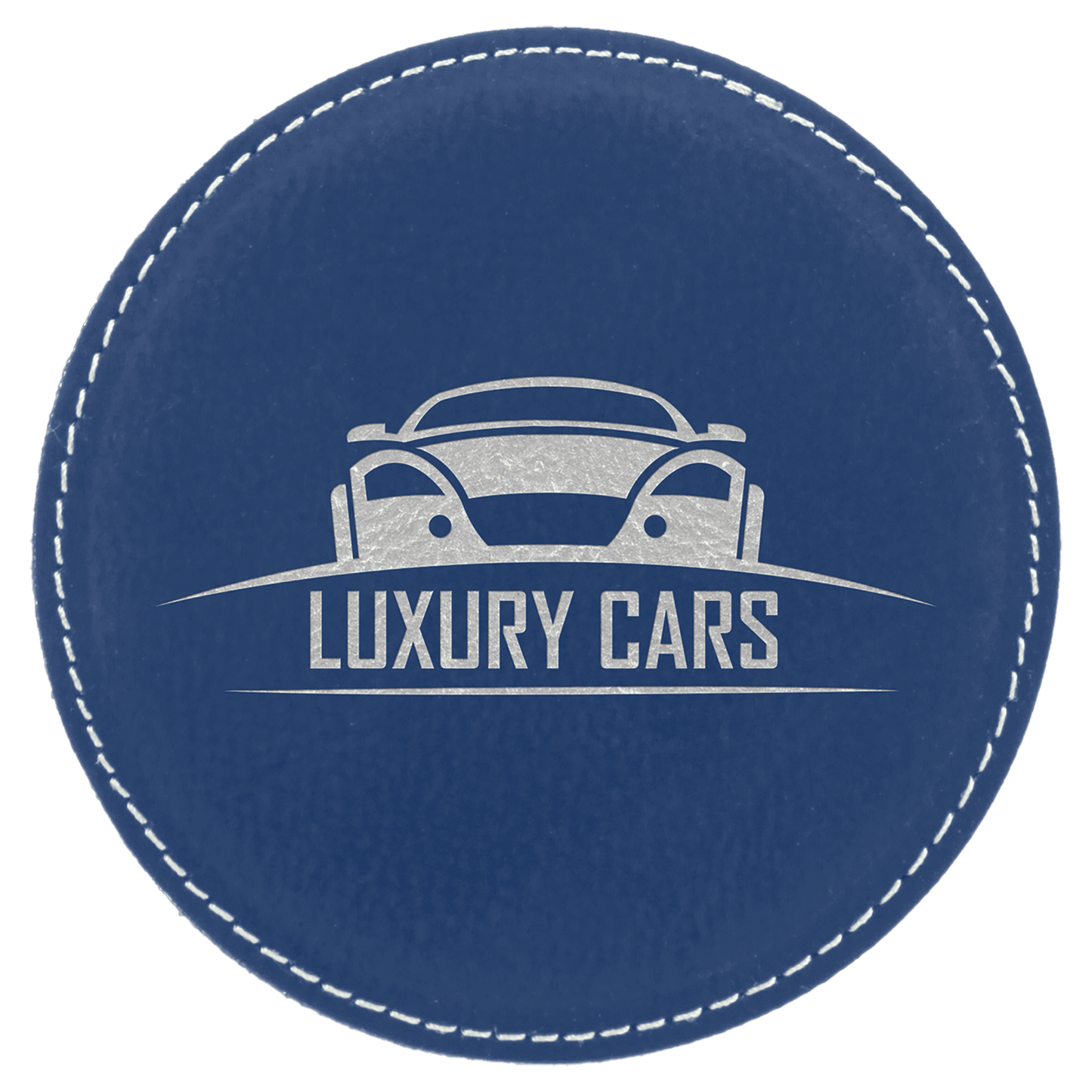 Custom Round Vegan Leather Coaster Set with Engraved Logo