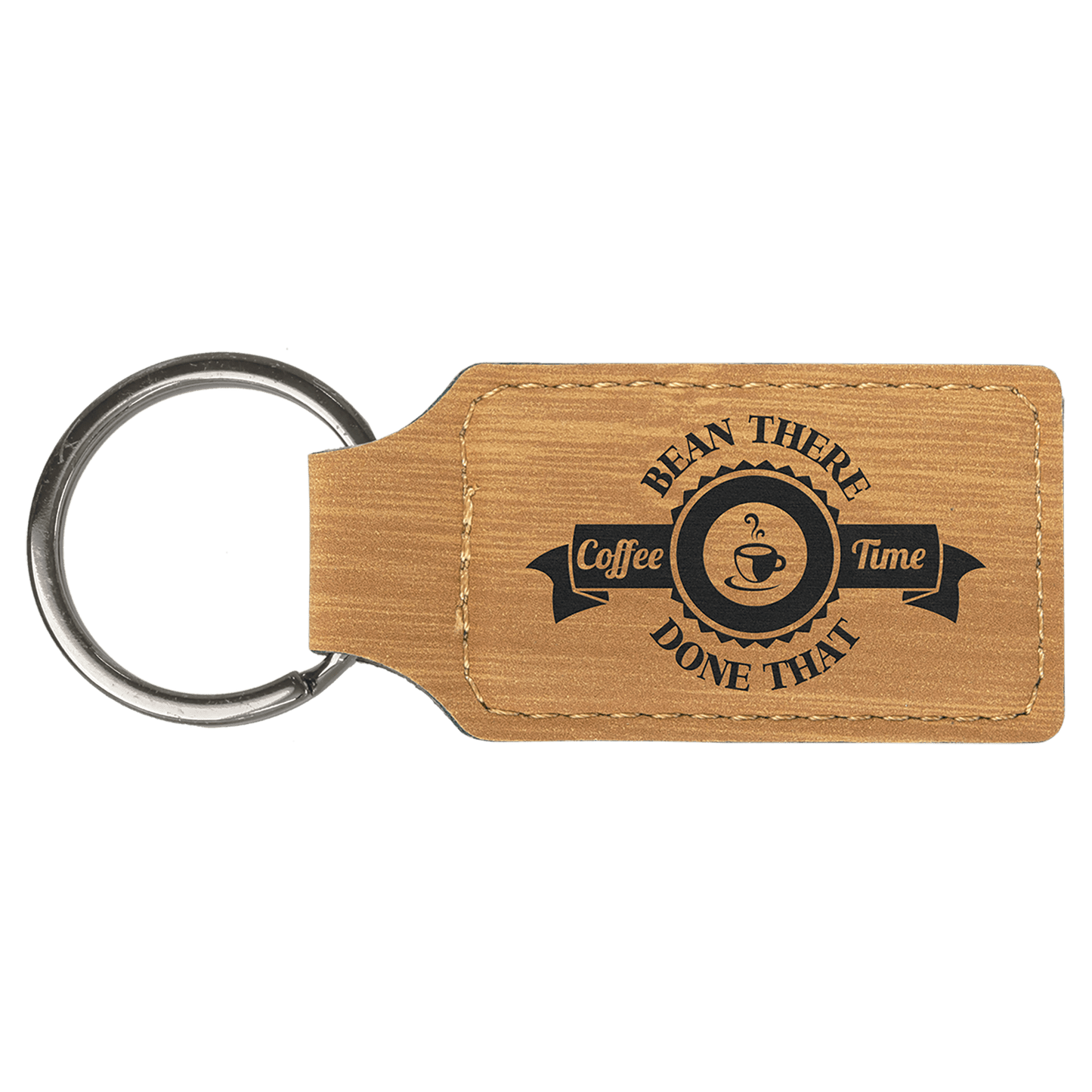 Custom Vegan Leather Rectangular Keychain with Laser Engraved Logo