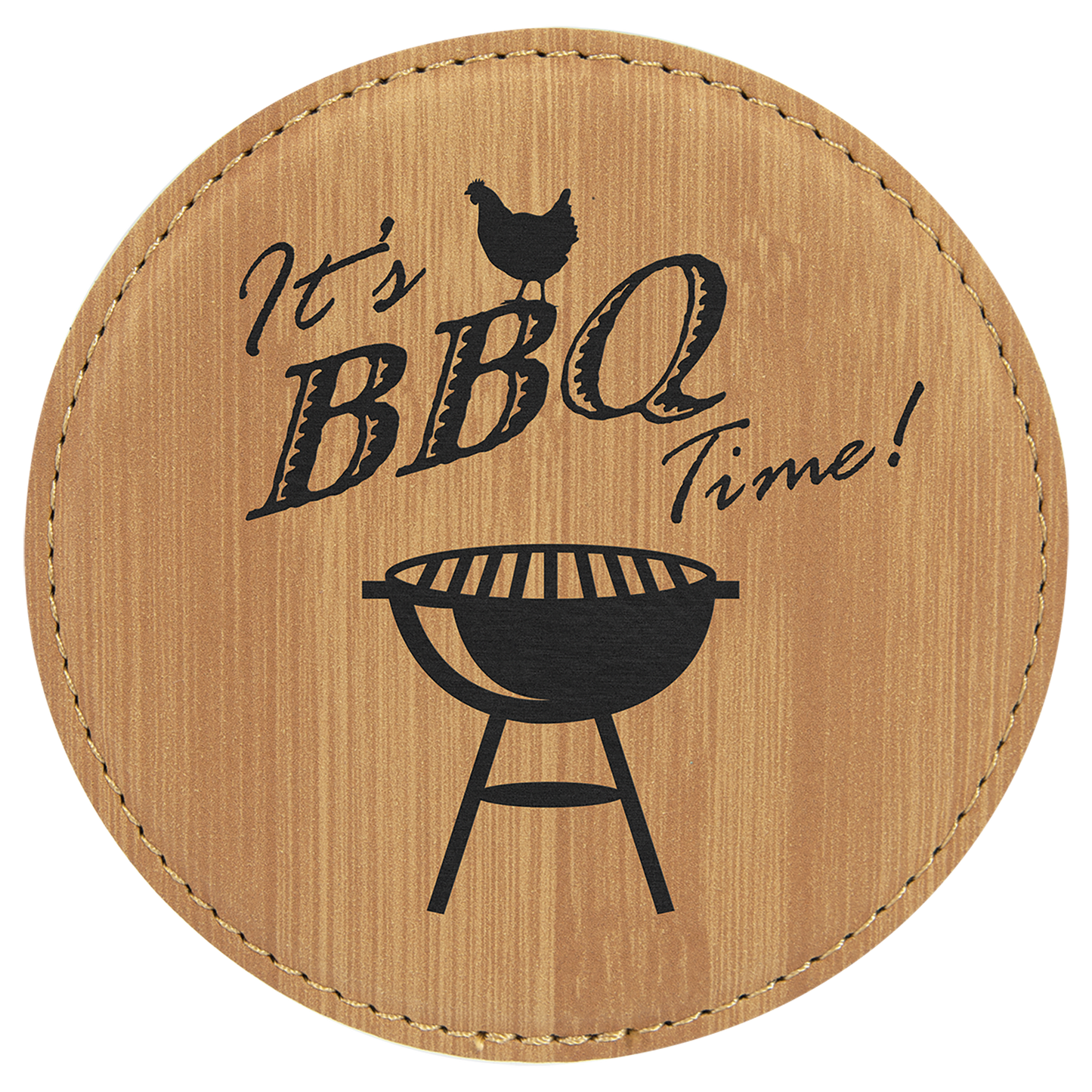 Custom Round Vegan Leather Coaster Set with Engraved Logo