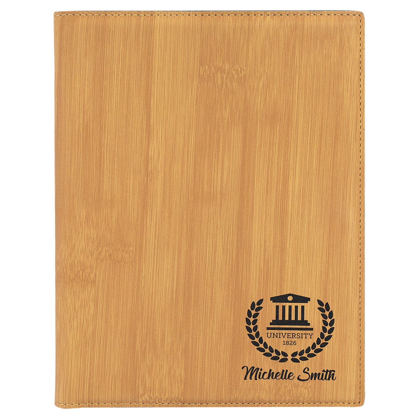 Custom 7" x 9" Vegan Leather Portfolio with Notepad and Engraved Logo