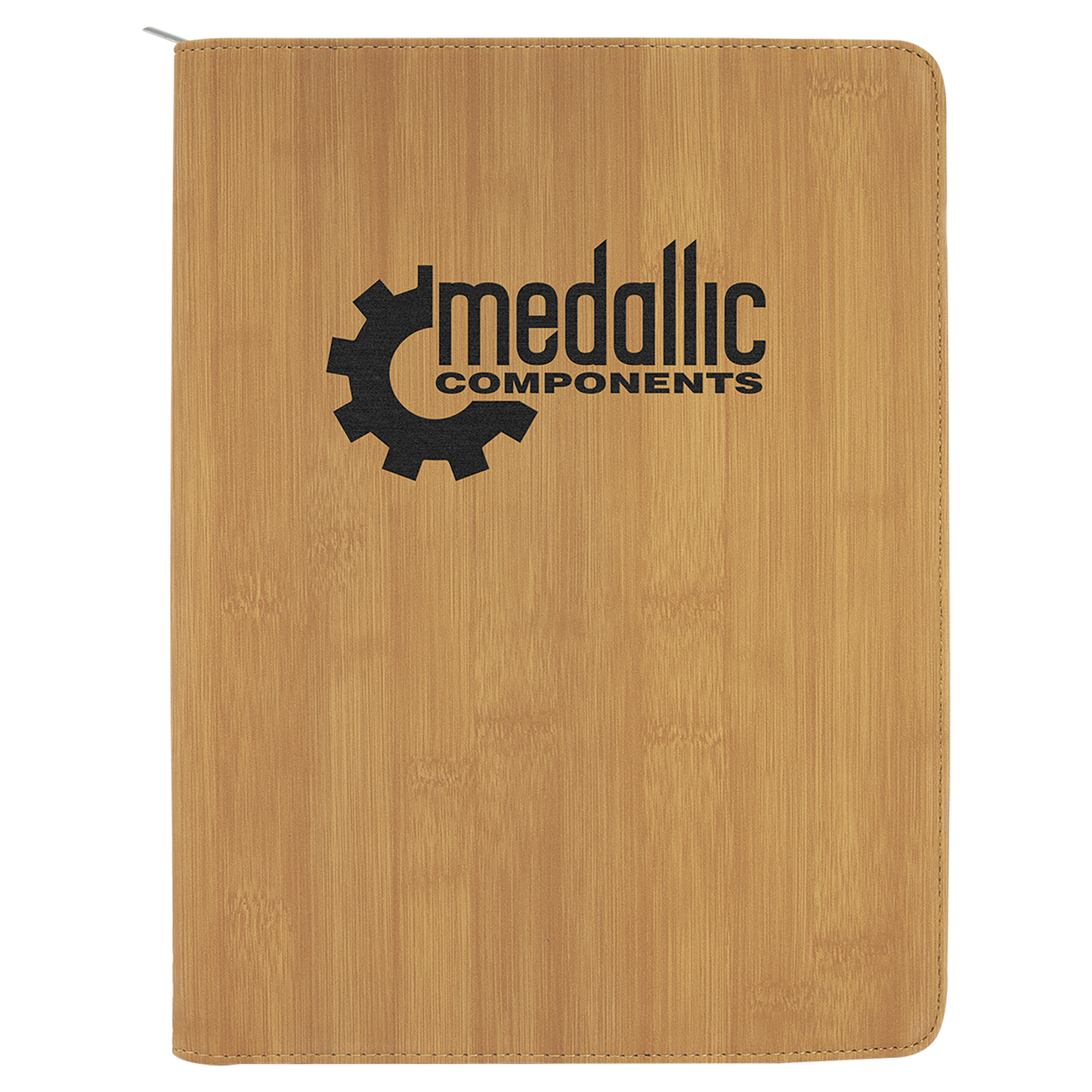 Custom Vegan Leather Zipper Portfolio with Engraved Logo