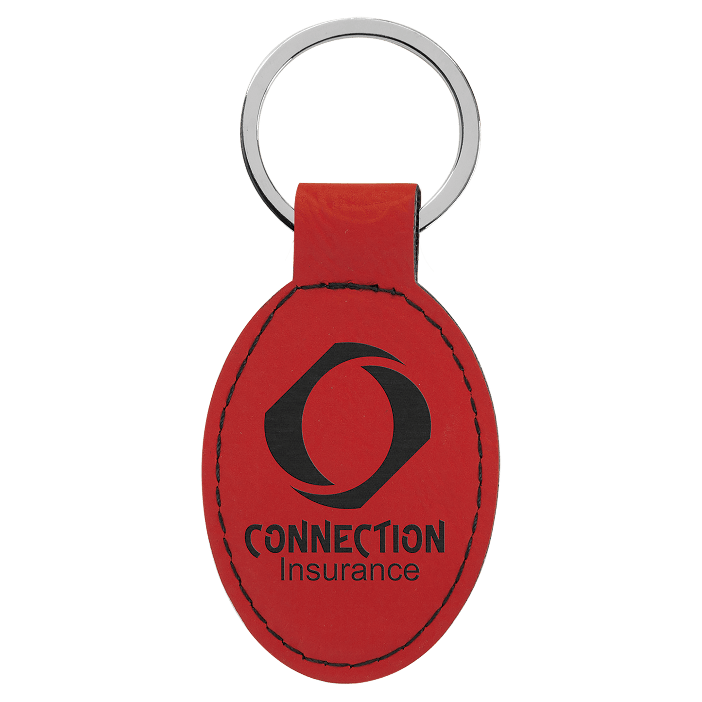 Custom Vegan Leather Oval Keychain with Laser Engraved Logo