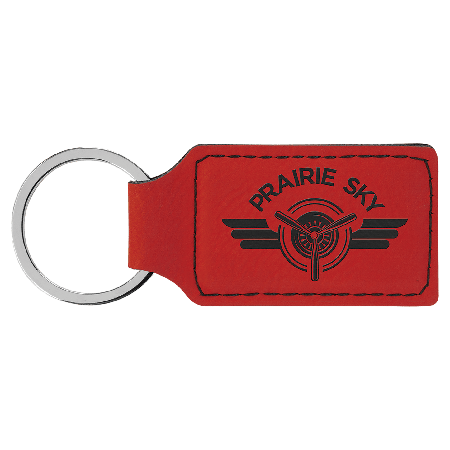 Custom Vegan Leather Rectangular Keychain with Laser Engraved Logo