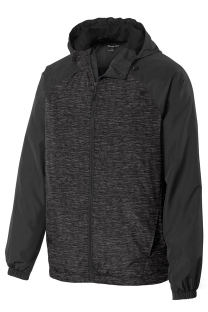 DISCONTINUED - Sport-Tek® Heather Colorblock Raglan Hooded Wind Jacket - SKU JST40