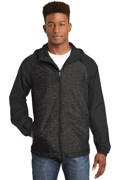 DISCONTINUED - Sport-Tek® Heather Colorblock Raglan Hooded Wind Jacket - SKU JST40