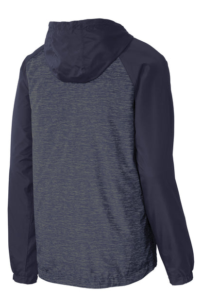 DISCONTINUED - Sport-Tek® Heather Colorblock Raglan Hooded Wind Jacket - SKU JST40