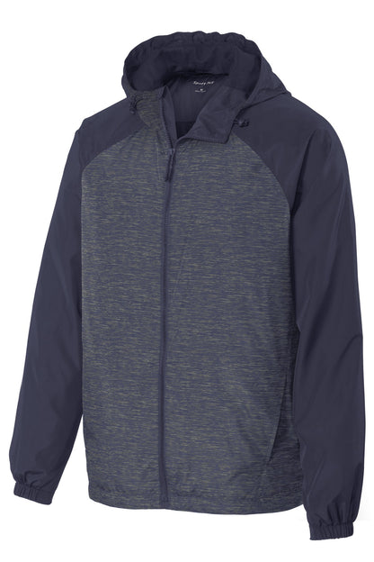 DISCONTINUED - Sport-Tek® Heather Colorblock Raglan Hooded Wind Jacket - SKU JST40