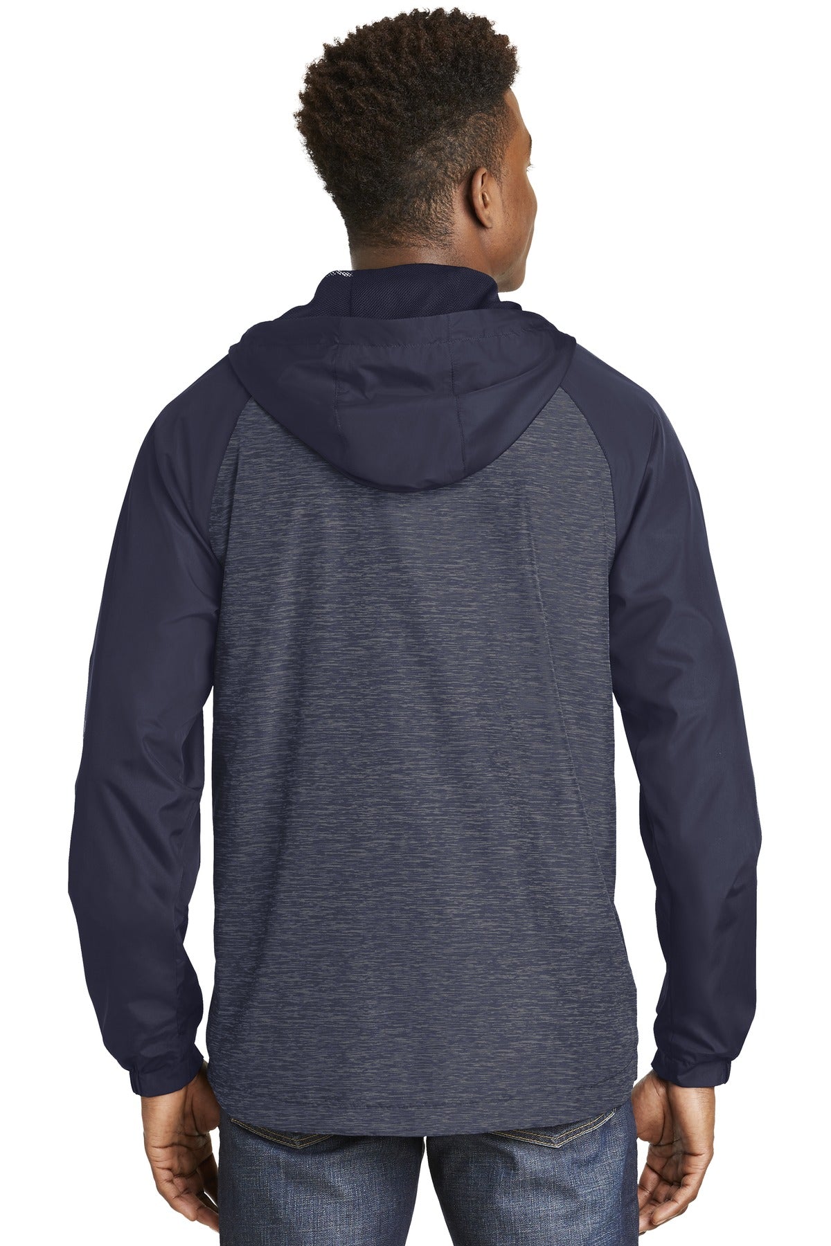 Sport-Tek® Heather Colorblock Raglan Hooded Wind Jacket