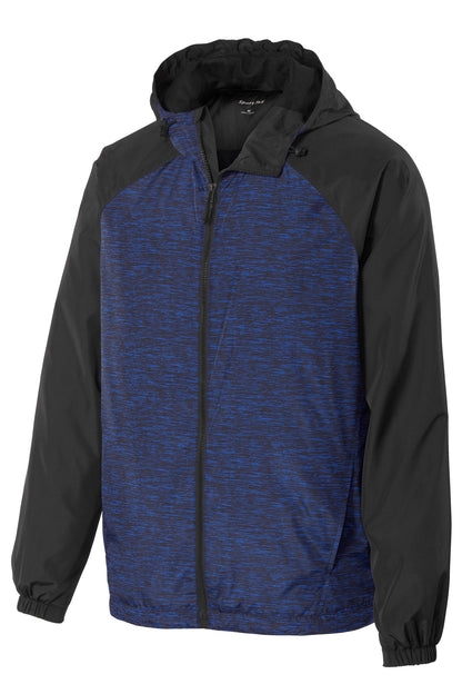 DISCONTINUED - Sport-Tek® Heather Colorblock Raglan Hooded Wind Jacket - SKU JST40